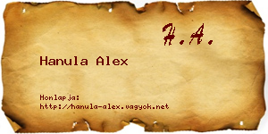 Hanula Alex névjegykártya